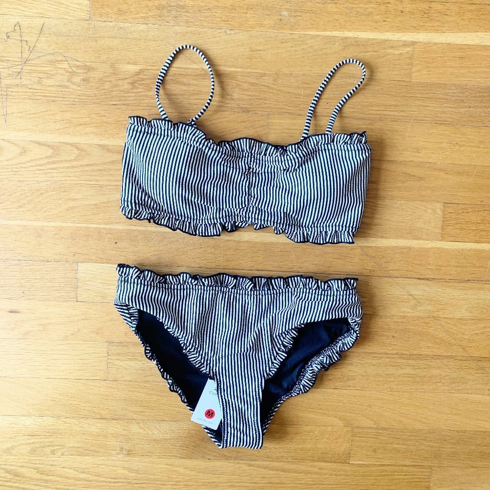 NWT Cupshe Black and White Striped Bikini